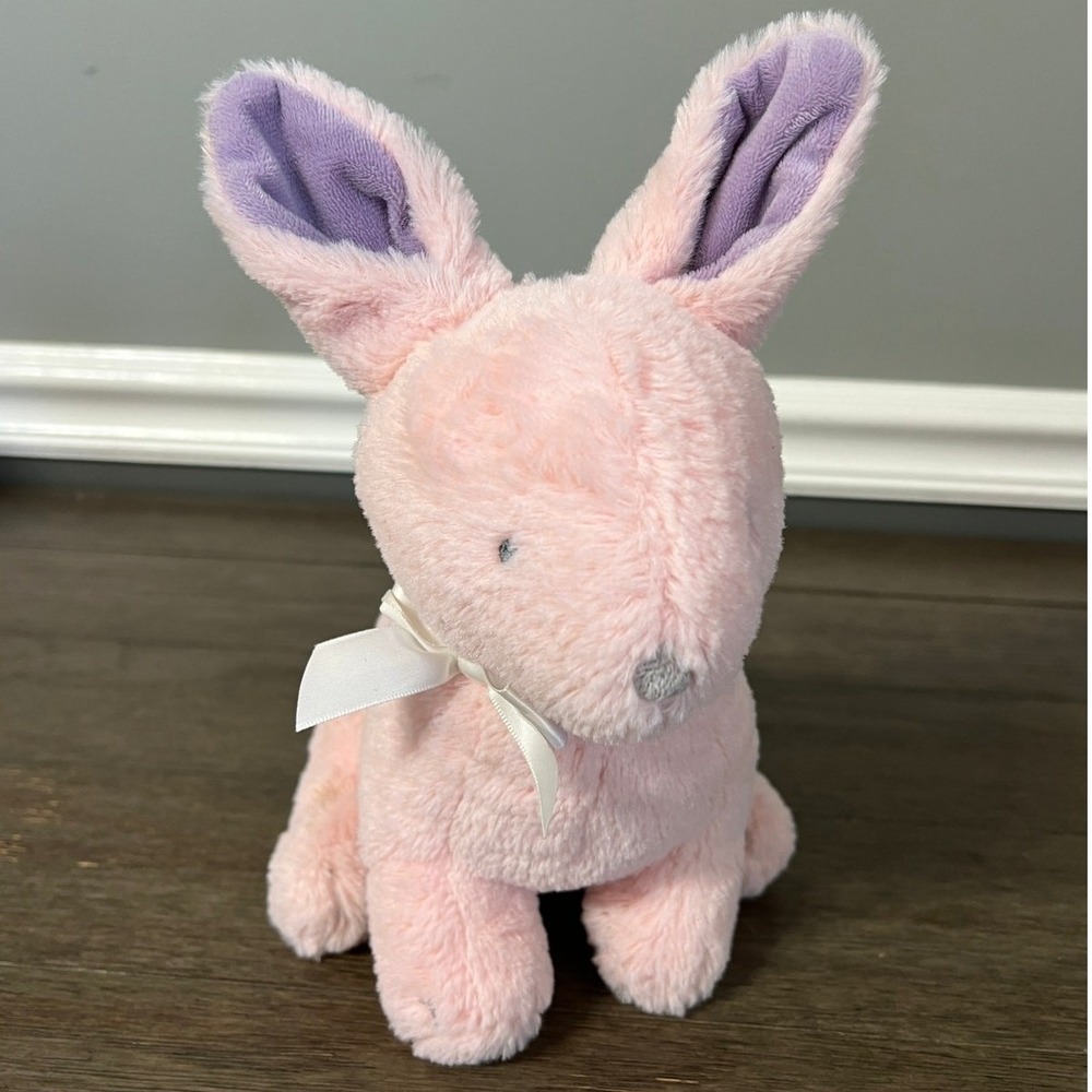 Baby Dumpling Pink Bunny Plush Stuffed Animal Purple‎ Ears Floral Tulip Easter